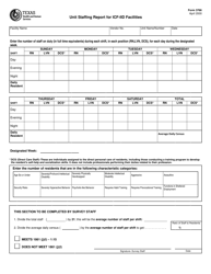 Document preview: Form 3766 Unit Staffing Report for Icf-Iid Facilities - Texas