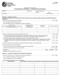 Document preview: Form 3854 Contract/Program Compliance - Individual Record Evaluation - Texas
