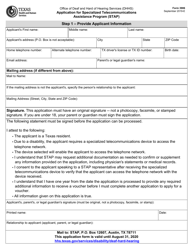Form 3906 Application for Specialized Telecommunications Assistance Program (Stap) - Texas