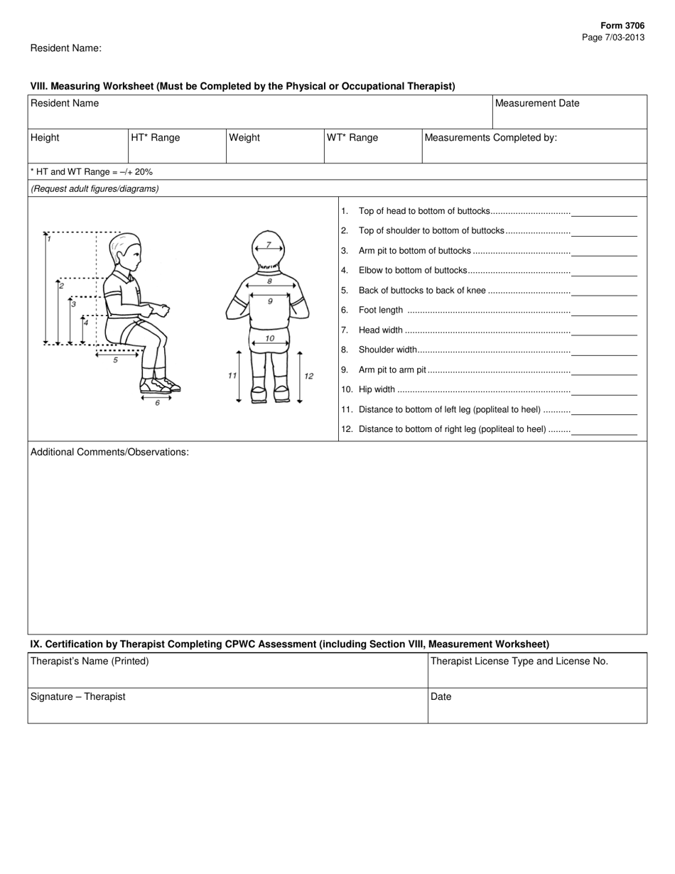 Form 3706 Nursing Facility Customized Power Wheelchair (Cpwc) Authorization - Texas, Page 7