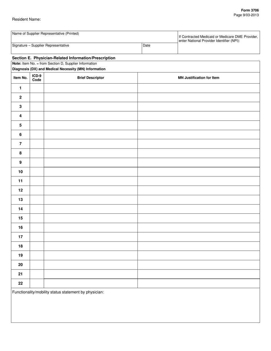 Form 3706 Nursing Facility Customized Power Wheelchair (Cpwc) Authorization - Texas, Page 9