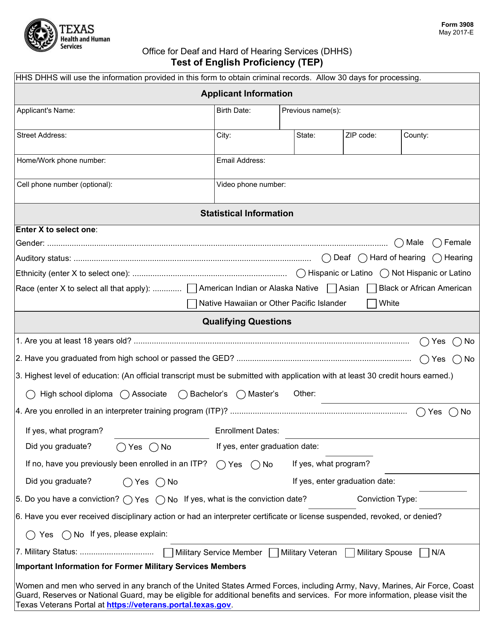 Form 3908  Printable Pdf