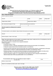 Document preview: Formulario 3907-S Solicitud Para Dispositivos Generadores De Voz (Sgd) Del Programa De Asistencia Para Telecomunicaciones Especializadas (Stap) - Texas (Spanish)
