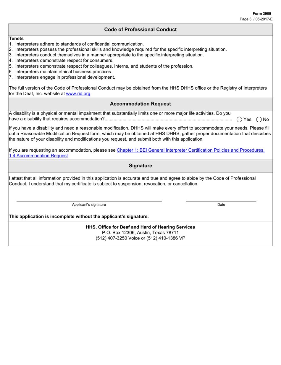 Form 3909 Fill Out, Sign Online and Download Fillable PDF, Texas