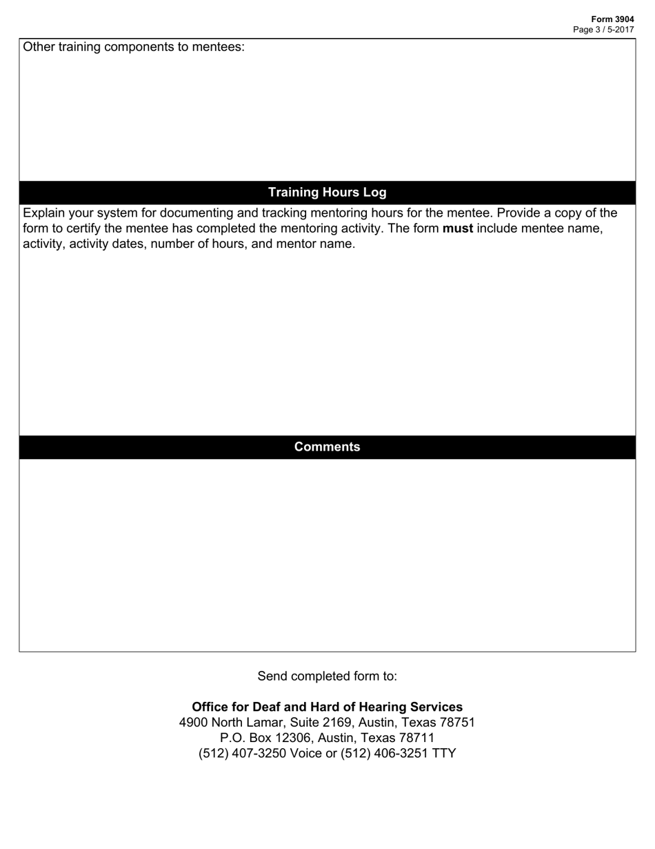 Form 3904 Mentor Training Plan - Texas, Page 3