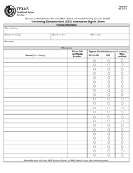 Document preview: Form 3914 Continuing Education Unit (Ceu) Attendance Sign-In Sheet - Texas