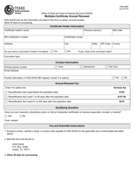 Form 3921 Multiple-Certificate Annual Renewal - Texas