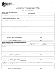 Document preview: Form 3849-A Specifications for Adaptive AIDS/Medical Supplies/Minor Home Modifications - Texas