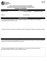 Form 3926 Change of Disability - Texas