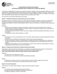 Document preview: Formulario 4010-S Consentimiento Informado Para Adultos Que Buscan Tratamiento Para El Trastorno Por Consumo De Opiaceos - Texas (Spanish)