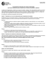 Formulario 4009-S Consentimiento Informado Para Mujeres Embarazadas Que Buscan Tratamiento Para El Trastorno Por Consumo De Opioides U Opiaceos - Texas (Spanish)