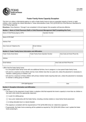 Form 4003 Foster Family Home Capacity Exception - Texas