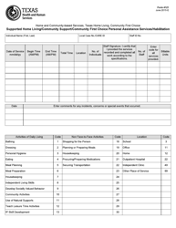 Document preview: Form 4121 Supported Home Living/Community Support/Community First Choice Personal Assistance Services/Habilitation - Texas
