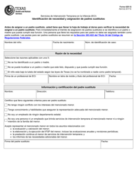Document preview: Formulario 4201-S Identificacion De Necesidad Y Asignacion De Padres Sustitutos - Texas (Spanish)