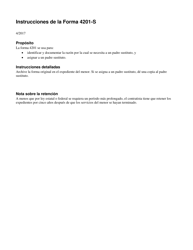 Document preview: Instrucciones para Formulario 4201-S Identificacion De Necesidad Y Asignacion De Padres Sustitutos - Texas (Spanish)