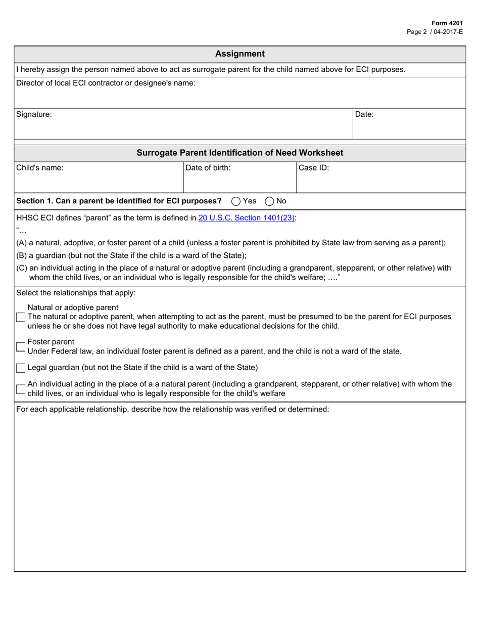 Form 4201 - Fill Out, Sign Online and Download Fillable PDF, Texas ...