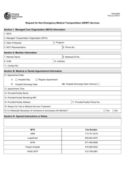 Document preview: Form 4214 Request for Non-emergency Medical Transportation (Nemt) Services - Texas