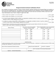 Document preview: Form 4732-A Part II Nongovernmental Contractor Certification - Texas
