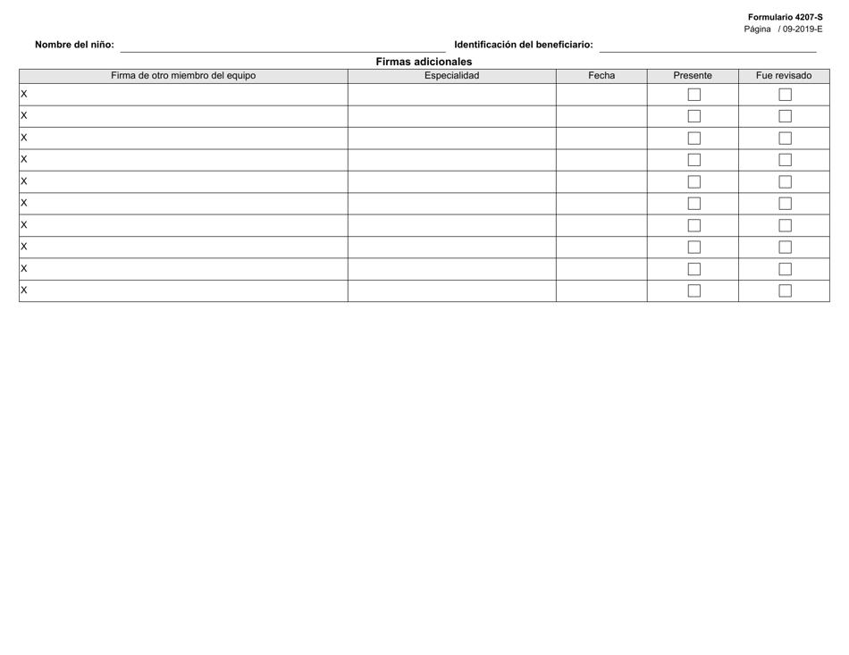 Formulario 4207-S Registro De Servicios Del Plan Individualizado De Servicios Para La Familia (Ifsp) - Texas (Spanish), Page 4