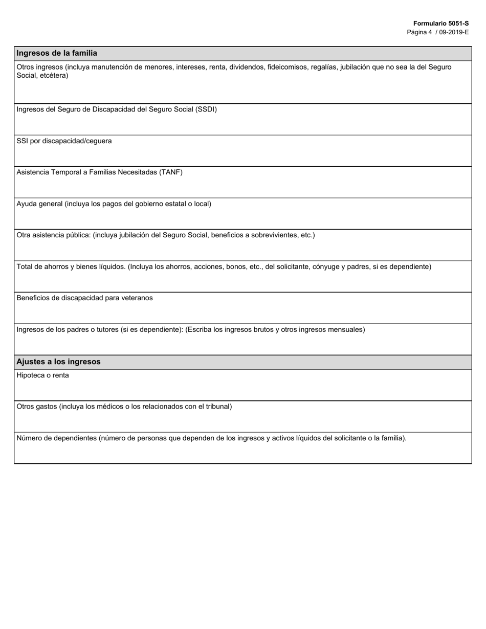 Formulario 5051-S Datos Para La Admision a Los Servicios - Texas (Spanish), Page 4