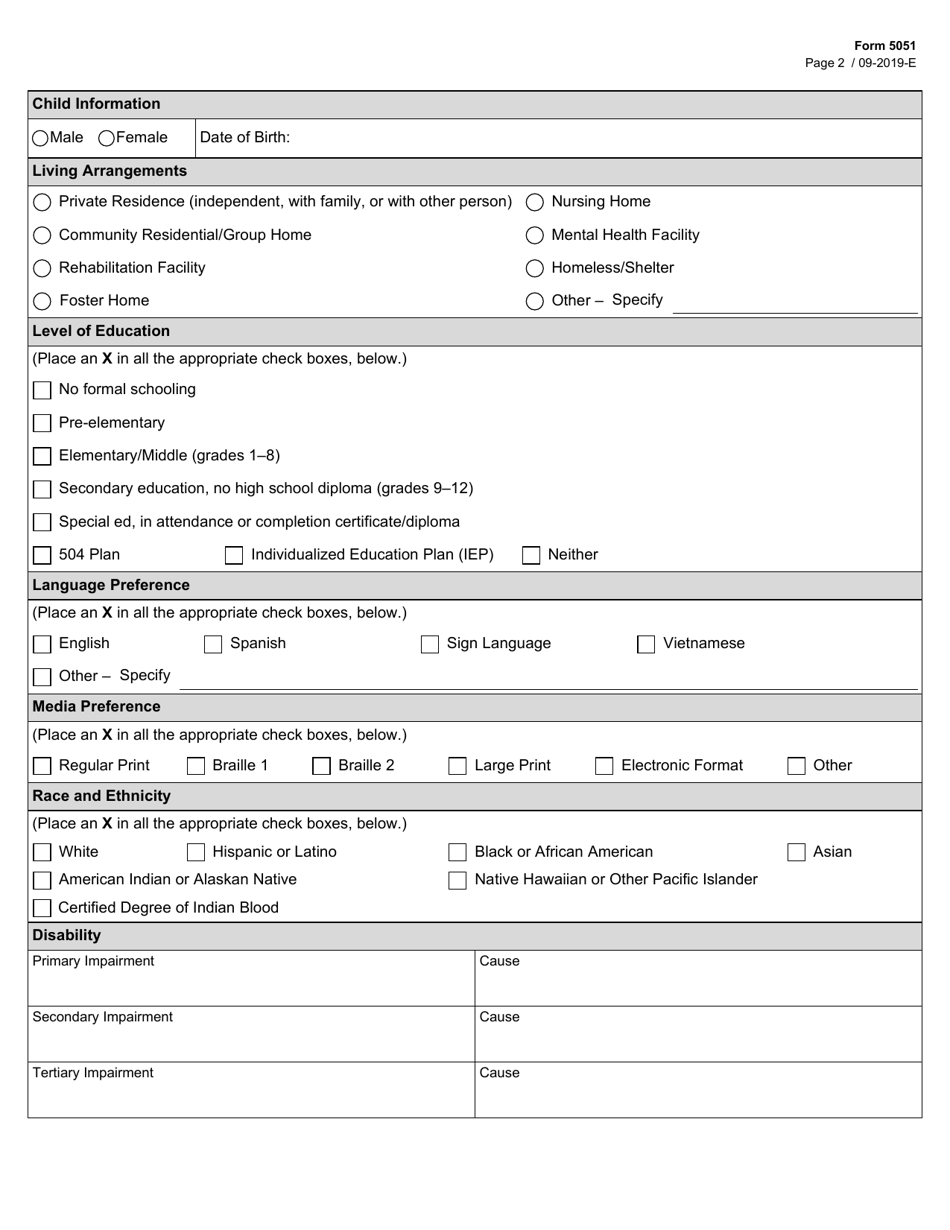 Form 5051 Blind Childrens Vocational Discovery and Development Program (Bcvddp) Application for Services - Texas, Page 2