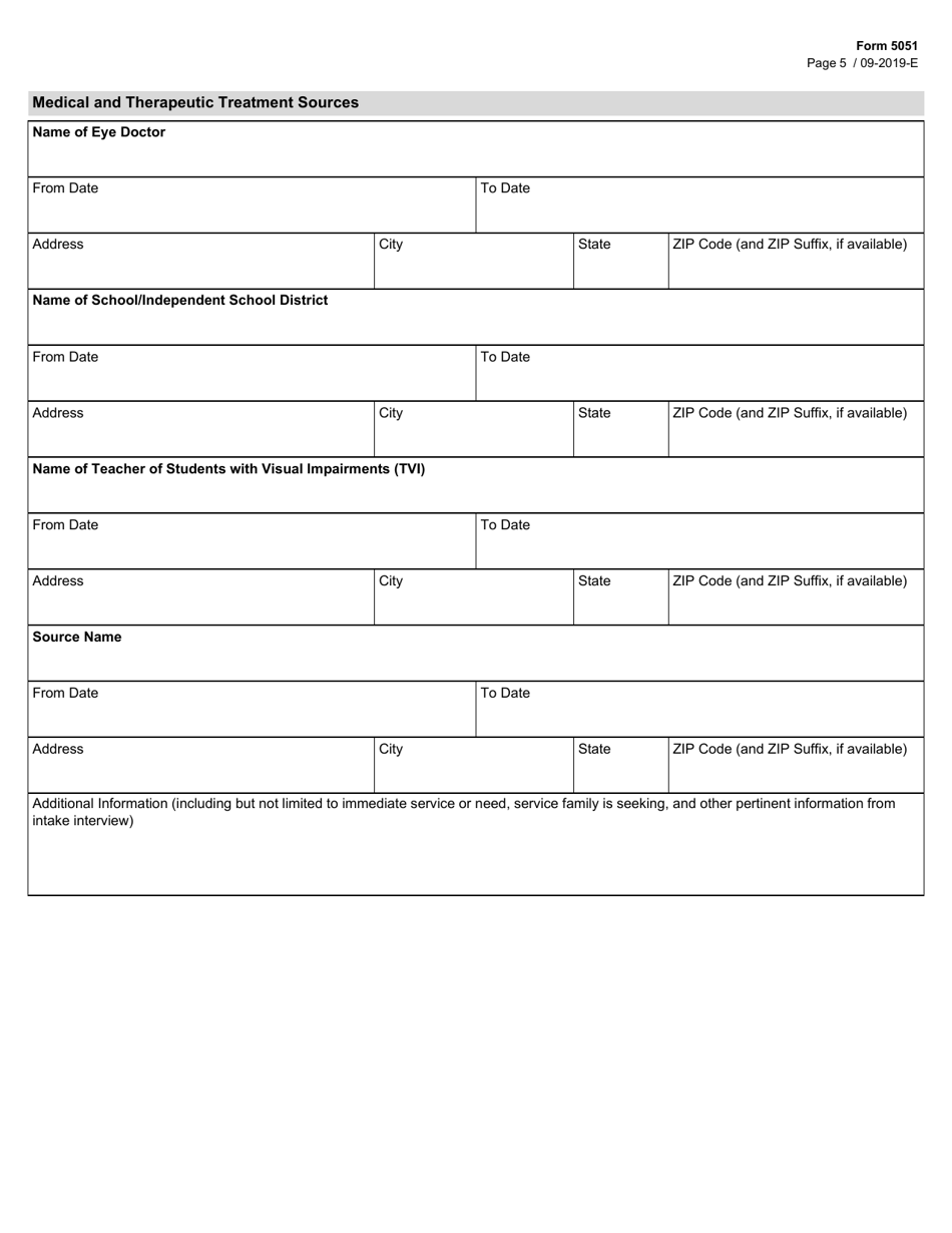 Form 5051 Blind Childrens Vocational Discovery and Development Program (Bcvddp) Application for Services - Texas, Page 5