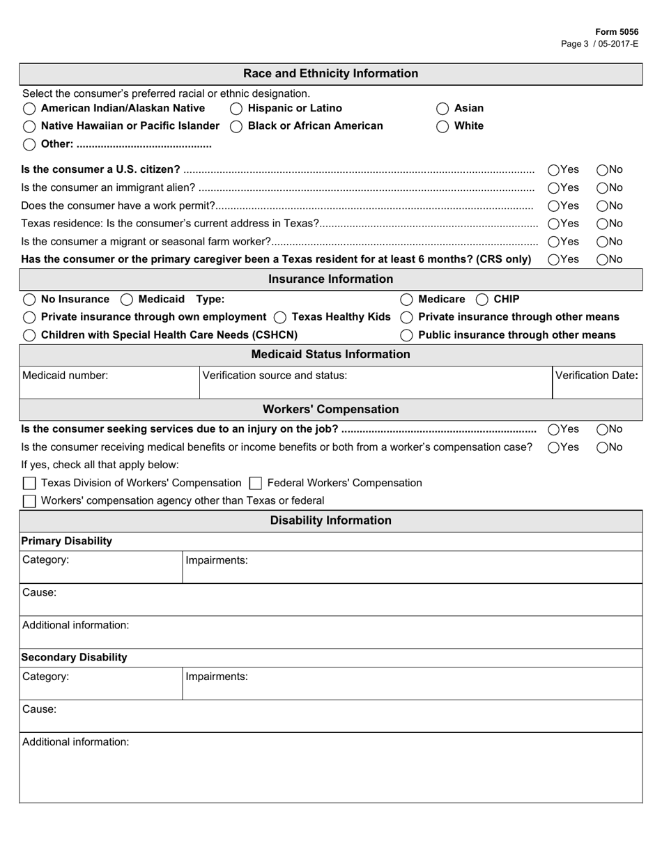Form 5056 Application for Services - Texas, Page 3