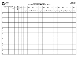 Form 5101 Prevention Education Attendance Roster - Texas, Page 2