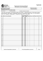 Document preview: Formulario 5102-S Informacion De Los Participantes - Texas (Spanish)