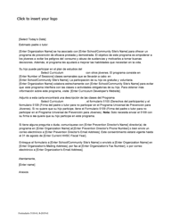 Document preview: Formulario 5110-S Youth Prevention Universal Program Participation Letter - Texas (Spanish)
