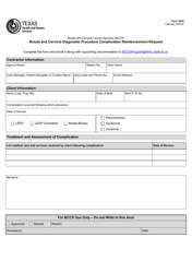 Document preview: Form 5205 Breast and Cervical Diagnostic Procedure Complication Reimbursement Request - Texas