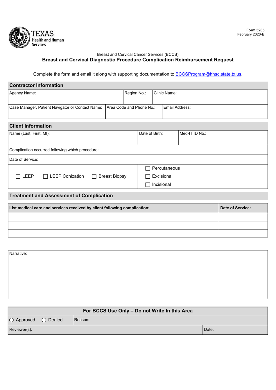 Form 5205 - Fill Out, Sign Online and Download Fillable PDF, Texas ...