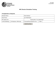 Document preview: Form 5301 Wic Director Orientation Training - Texas