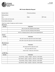 Document preview: Form 5303 Wic Vendor Materials Request - Texas