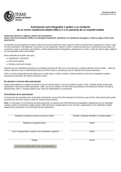 Document preview: Formulario 5401-S Autorizacion Para Fotografiar O Grabar a Un Residente De Un Centro Residencial Estatal (Sslc) O a Un Paciente De Un Hospital Estatal - Texas (Spanish)