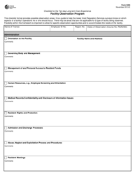 Form 5404 Checklist for the Ten-Day Long-Term Care Experience Facility Observation Program - Texas