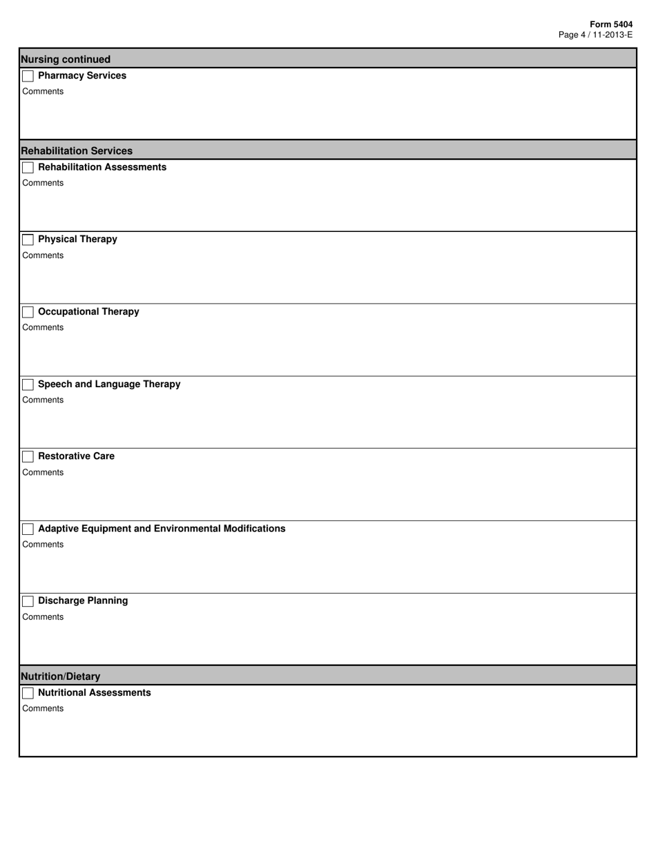 Form 5404 Checklist for the Ten-Day Long-Term Care Experience Facility Observation Program - Texas, Page 4