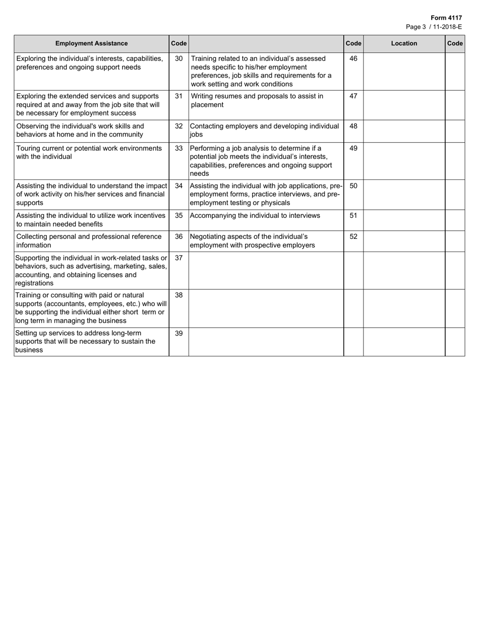 Form 4117 Supported Employment / Employment Assistance Service Delivery Log - Texas, Page 3