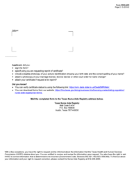 Form 5508-NAR Request for Reprint of Certificate and/or Correction to Nurse Aide Registry Data - Texas, Page 2