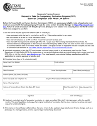 Form 5512-NATCEP Request to Take the Competency Evaluation Program (Cep) Based on Completion of an Rn or Lvn School - Texas