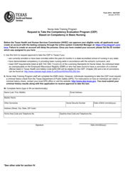 Document preview: Form 5513-NATCEP Request to Take the Competency Evaluation Program (Cep) Based on Competency in Basic Nursing - Texas