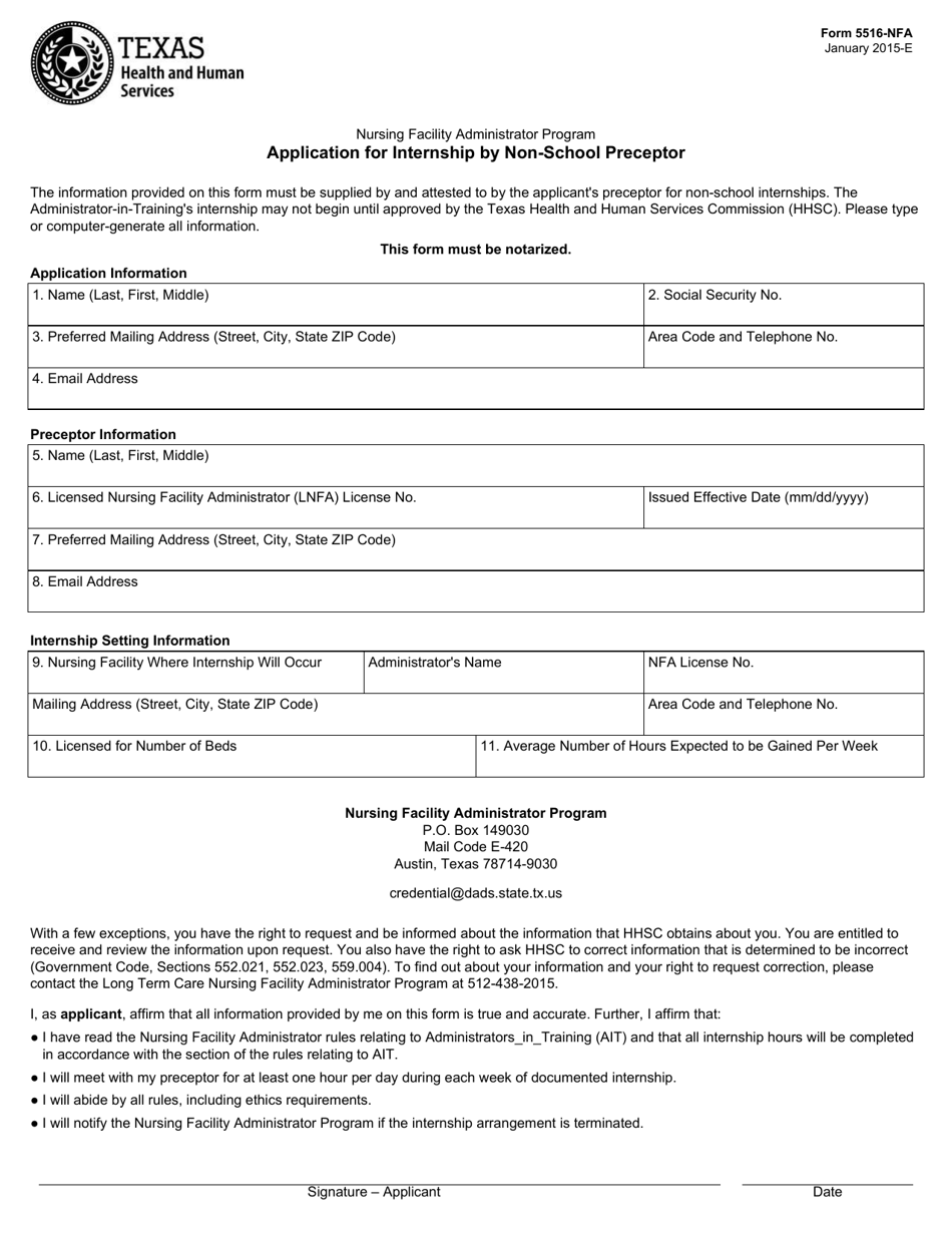 Form 5516-NFA - Fill Out, Sign Online and Download Fillable PDF, Texas ...