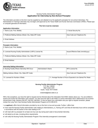 Form 5516-NFA Application for Internship by Non-school Preceptor - Texas