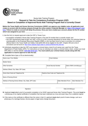 Document preview: Form 5525-NATCEP Request to Take the Competency Evaluation Program (Cep) Based on Completion of Approved Nurse Aide Training Program That Is Currently Closed - Texas