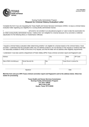 Document preview: Form 5530-NFA Request for Criminal History Evaluation Letter - Texas