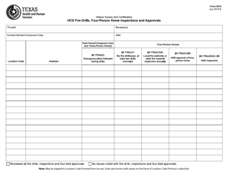 Document preview: Form 5610 Hcs Fire Drills, Four-Person Home Inspections and Approvals - Texas