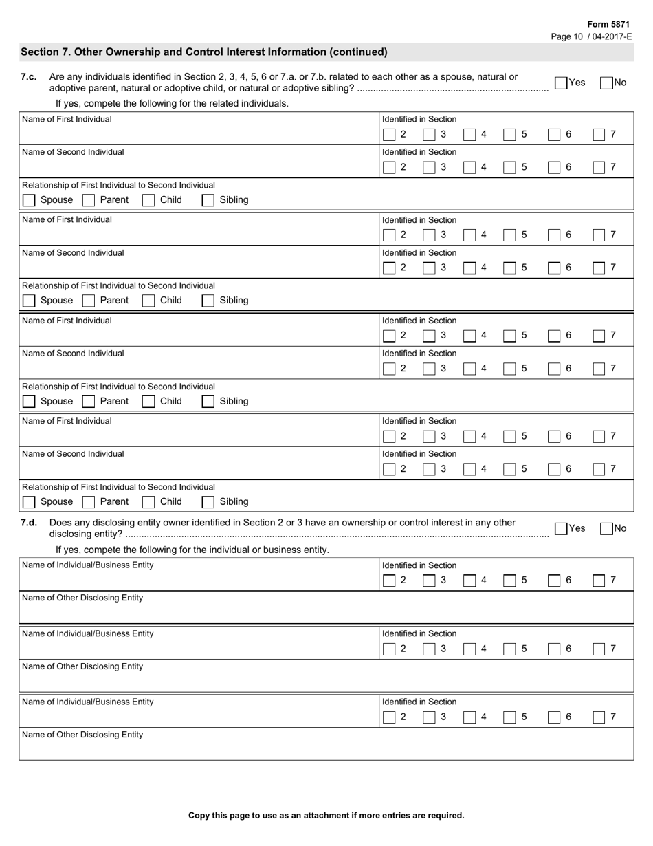 Form 5871 Disclosure of Ownership and Control Statement - Texas, Page 10