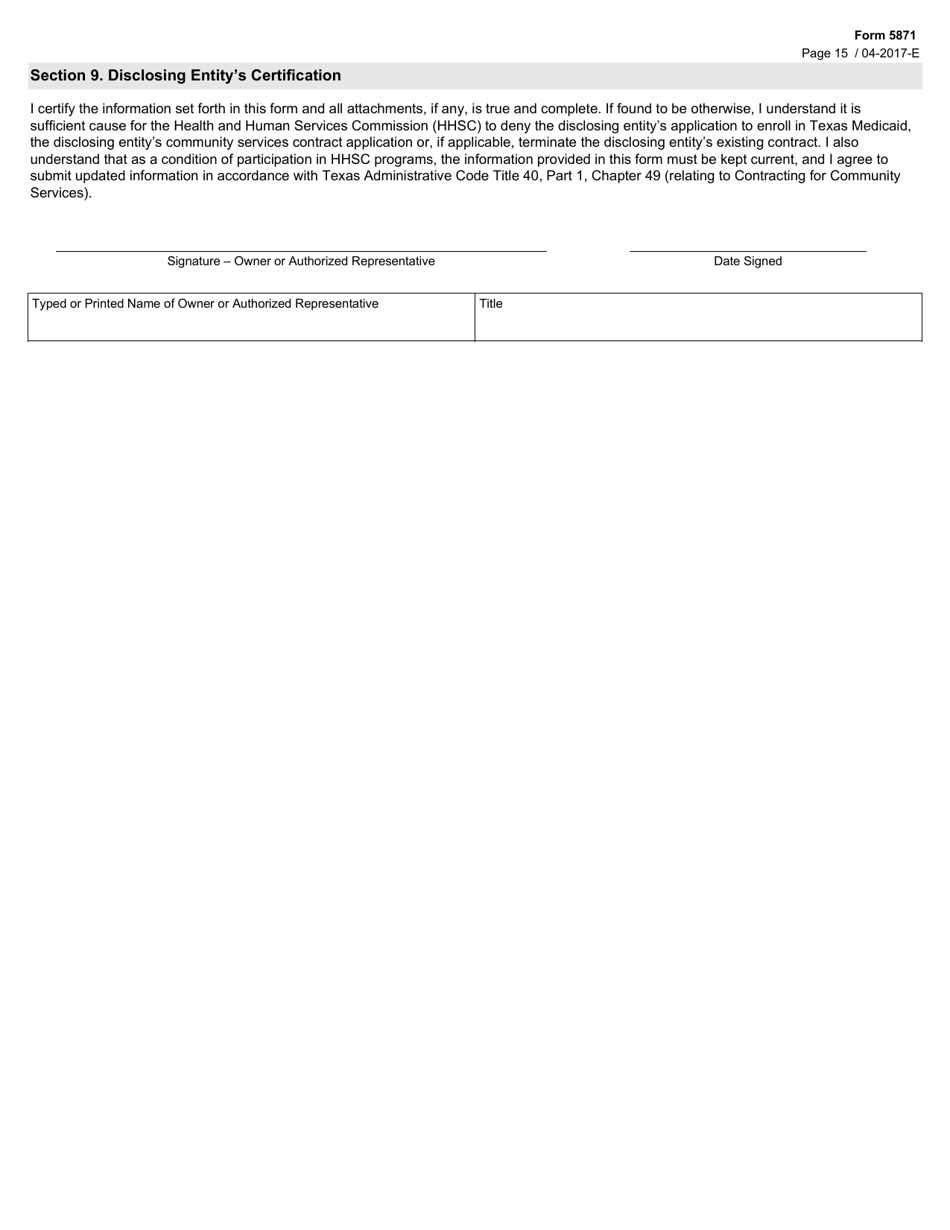 Form 5871 - Fill Out, Sign Online and Download Fillable PDF, Texas ...