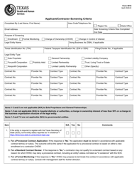 Form 5916 Applicant/Contractor Screening Criteria - Texas