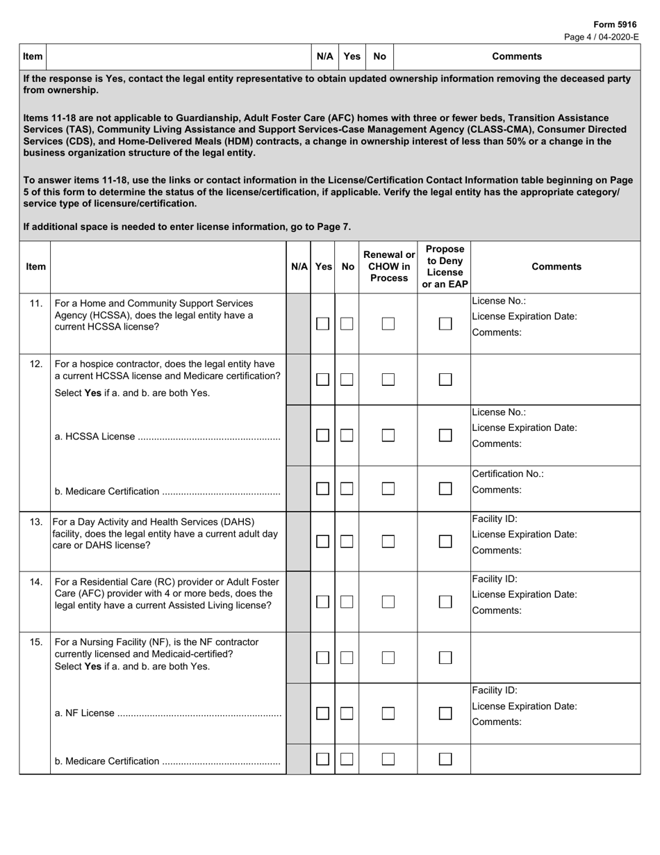 Form 5916 Applicant / Contractor Screening Criteria - Texas, Page 4